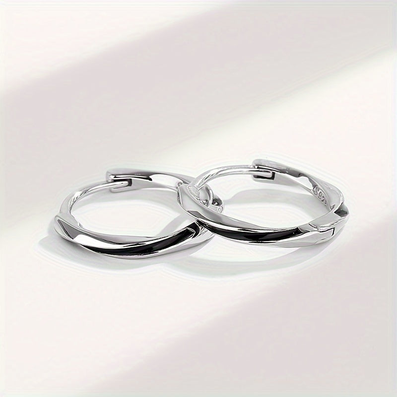 925 Sterling Silver Hypoallergenic Hoop Earrings Mobius Design Simple Elegant Style Suitable For Women Daily Wear